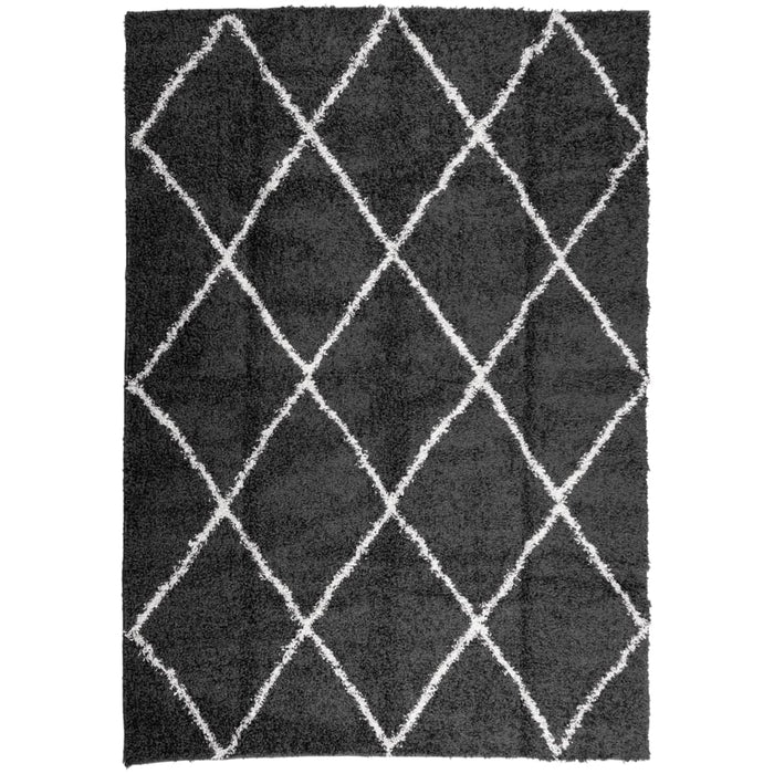 Covor pufos "PAMPLONA" fire înalte negru/crem modern 120x170 cm WALTI