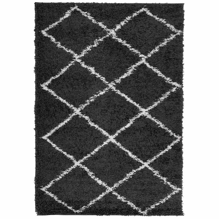 Covor pufos "PAMPLONA" fire înalte negru/crem modern 140x200 cm WALTI