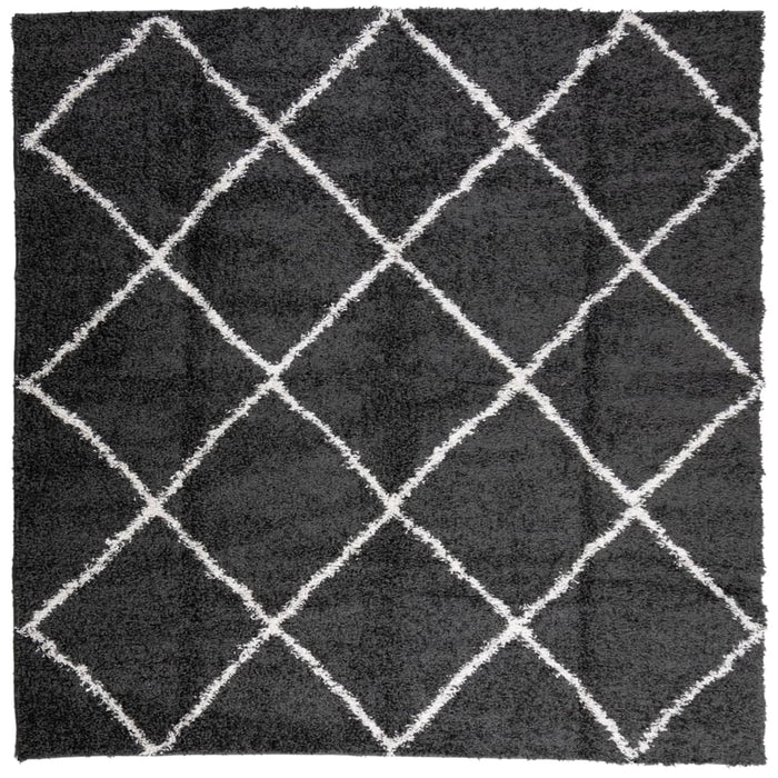 Covor pufos "PAMPLONA" fire înalte negru/crem modern 200x200 cm WALTI