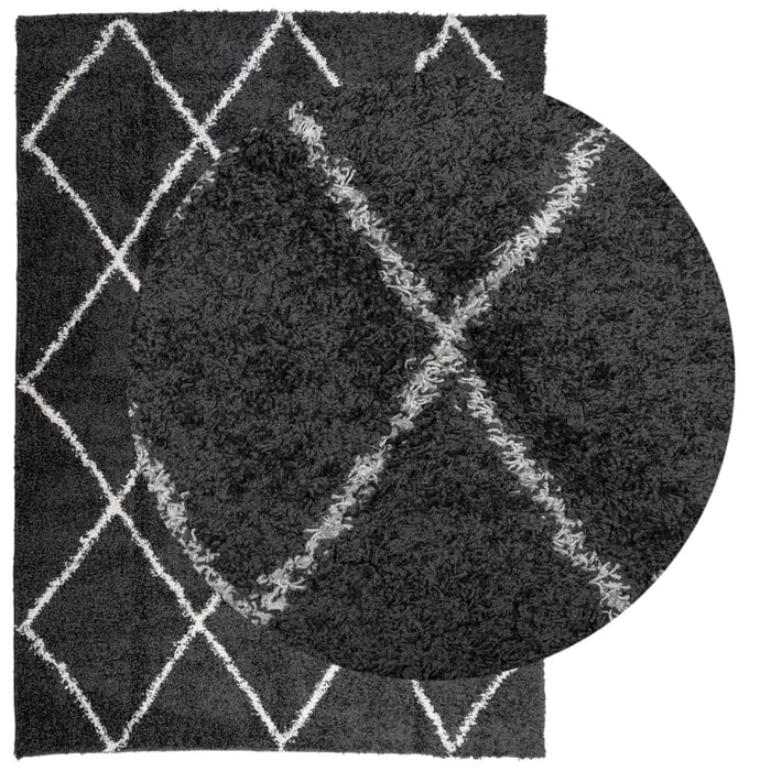 Covor pufos "PAMPLONA" fire înalte negru/crem modern 240x340 cm WALTI