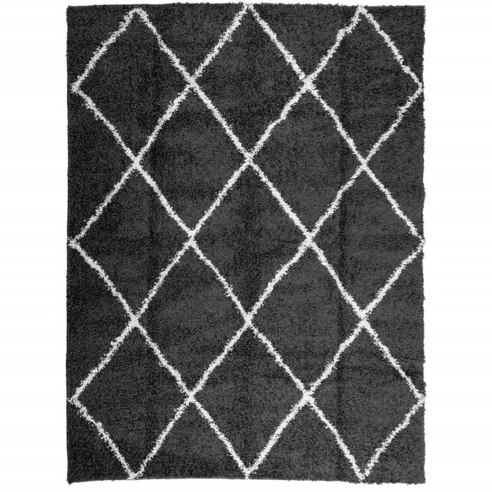 Covor pufos "PAMPLONA" fire înalte negru/crem modern 300x400 cm WALTI