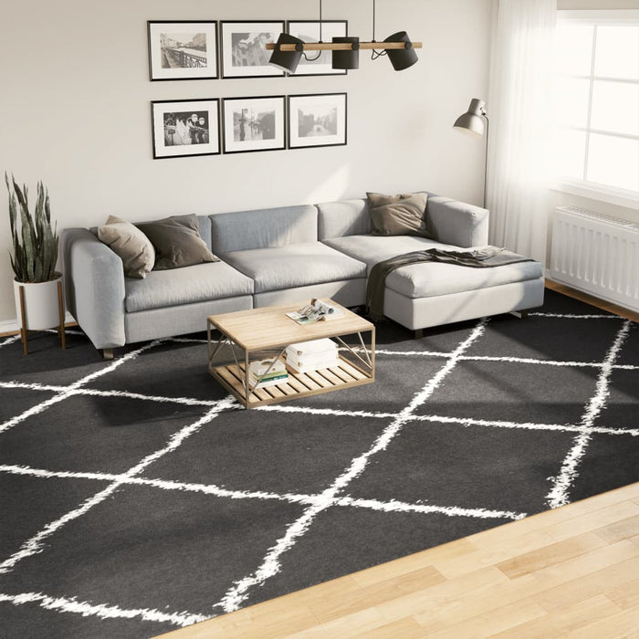 Covor pufos "PAMPLONA" fire înalte negru/crem modern 300x400 cm WALTI