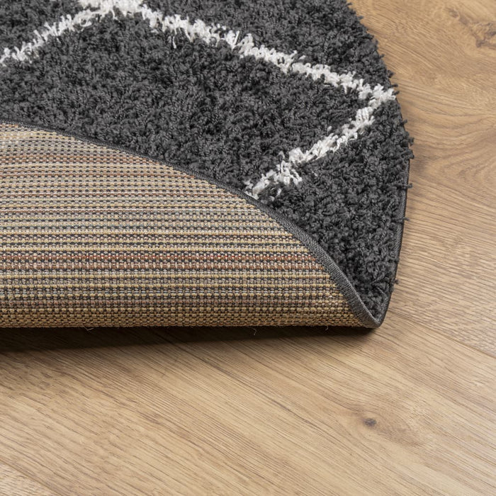 Covor pufos "PAMPLONA" fire înalte negru/crem modern Ø 80 cm WALTI