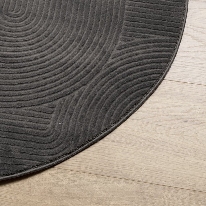 Covor "IZA" aspect scandinav, cu fire scurte, antracit, Ø 100cm - WALTI WALTI