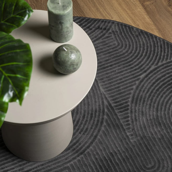Covor "IZA" aspect scandinav, cu fire scurte, antracit, Ø 100cm - WALTI WALTI