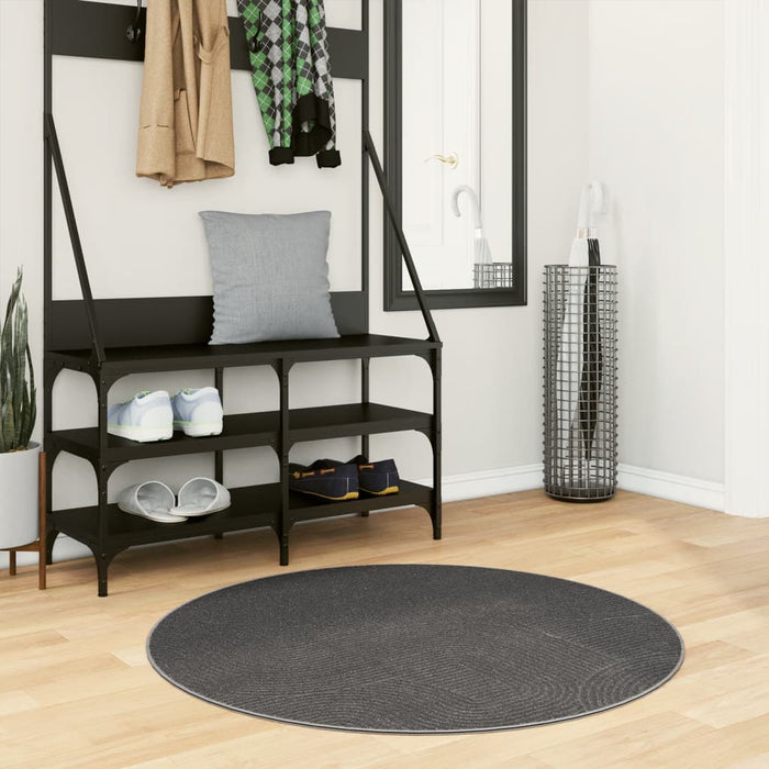 Covor "IZA" aspect scandinav, cu fire scurte, antracit, Ø 100cm - WALTI WALTI