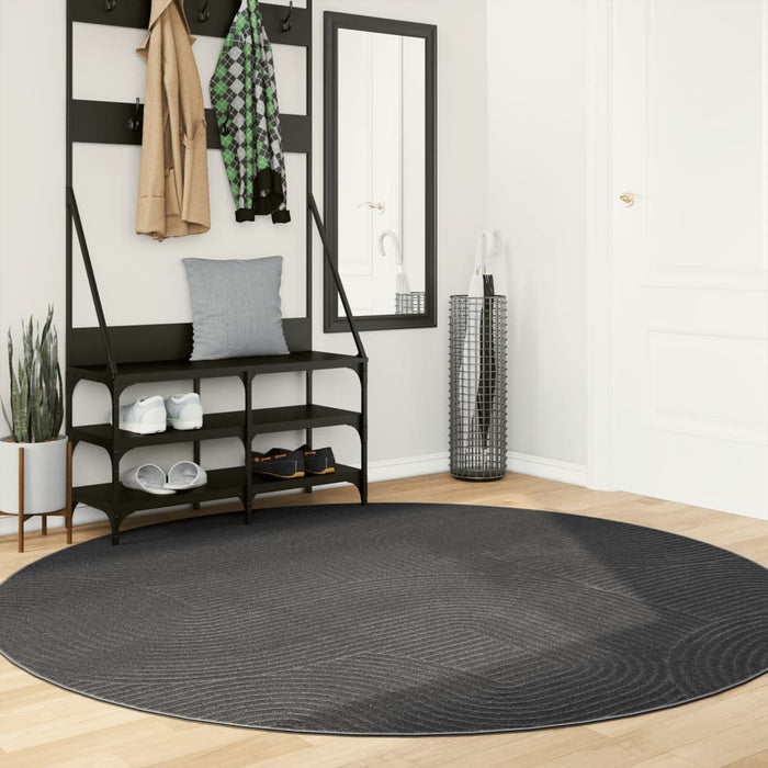 Covor IZA aspect scandinav, cu fire scurte, antracit, Ø 200cm - WALTI WALTI