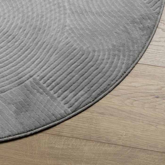 Covor "IZA" aspect scandinav, cu fire scurte, gri, Ø 160 cm - WALTI WALTI