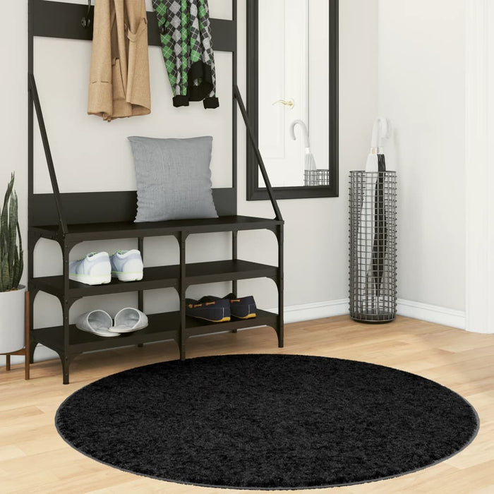 Covor „OVIEDO”, fire scurte, negru, Ø 120 cm - WALTI WALTI