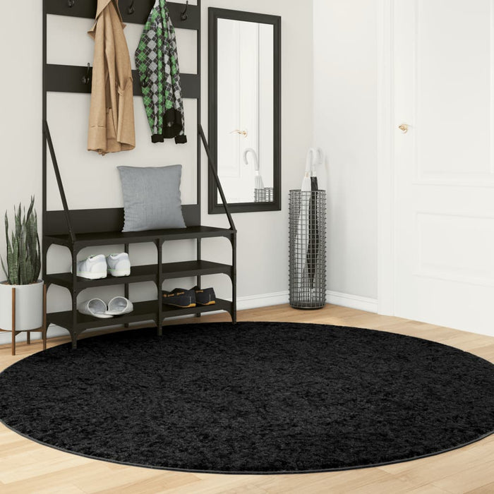 Covor „OVIEDO”, fire scurte, negru, Ø 200 cm - WALTI WALTI