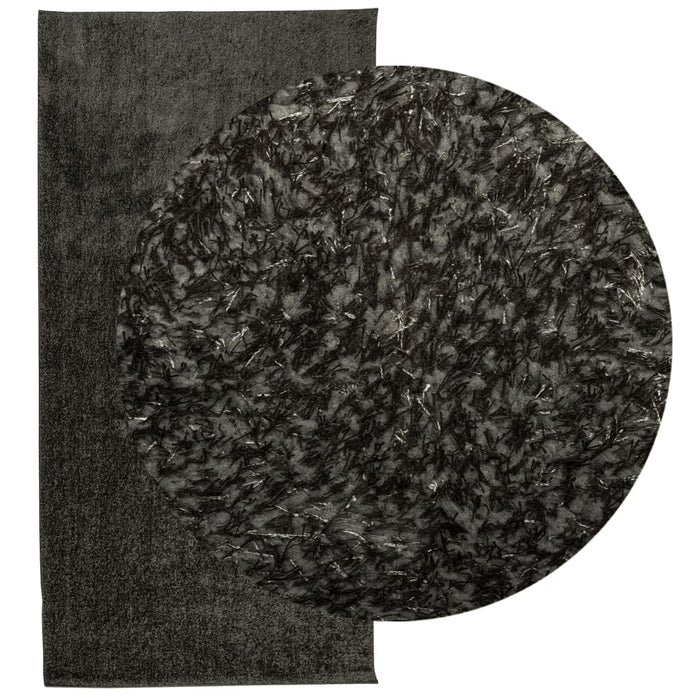 Covor ISTAN, cu fire înalte, aspect lucios, antracit, 100x200cm - WALTI WALTI