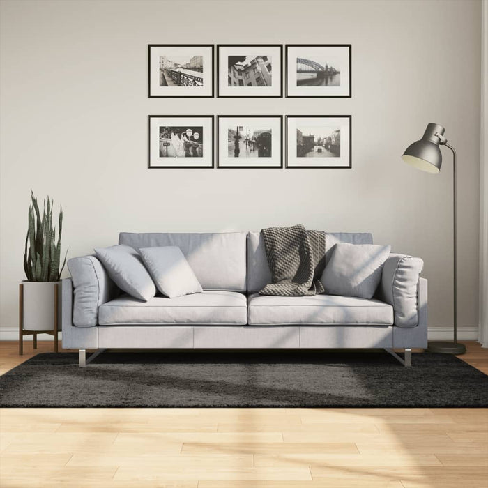 Covor ISTAN, cu fire înalte, aspect lucios, antracit, 100x200cm - WALTI WALTI