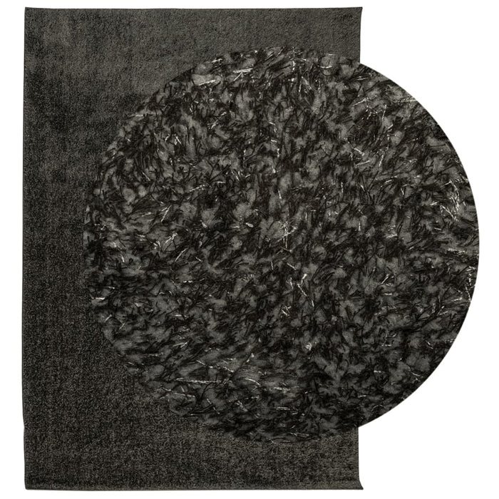 Covor ISTAN, cu fire înalte, aspect lucios, antracit, 140x200cm - WALTI WALTI