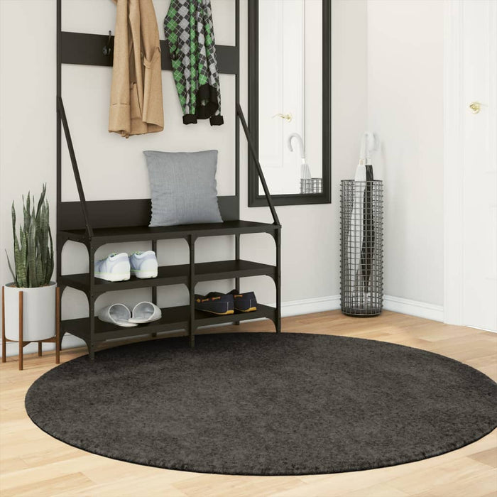 Covor ISTAN, cu fire înalte, aspect lucios, antracit, Ø 160 cm - WALTI WALTI