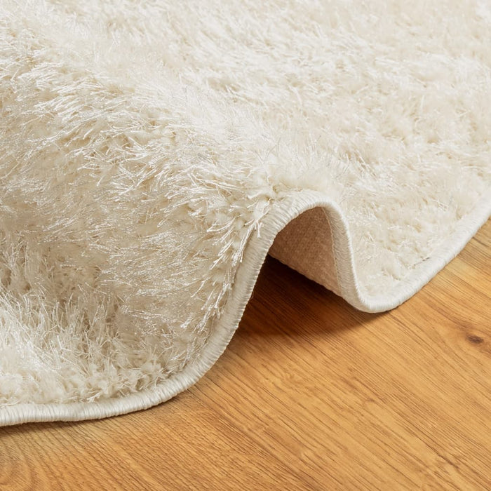 Covor ISTAN, cu fire înalte, aspect lucios, crem, Ø 80 cm WALTI