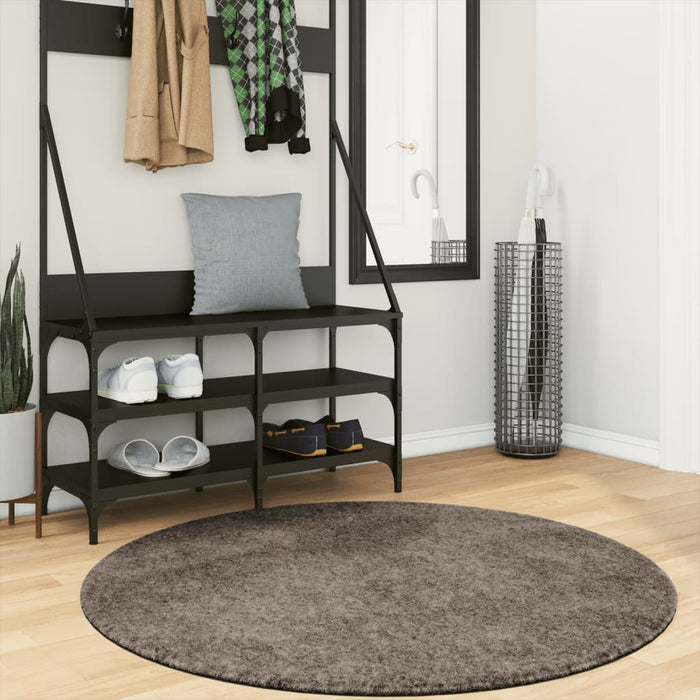Covor ISTAN, cu fire înalte, aspect lucios, gri, Ø 120 cm WALTI