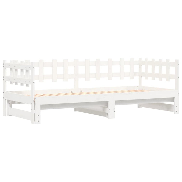 Pat de zi extensibil, alb, 2x(80x200) cm, lemn masiv de pin - WALTI WALTI