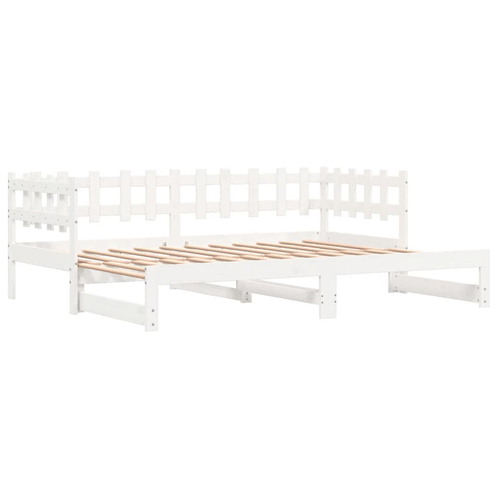 Pat de zi extensibil, alb, 2x(80x200) cm, lemn masiv de pin - WALTI WALTI