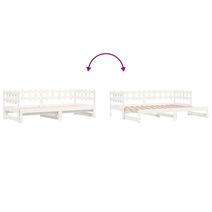 Pat de zi extensibil, alb, 2x(80x200) cm, lemn masiv de pin - WALTI WALTI
