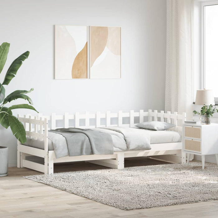 Pat de zi extensibil, alb, 2x(80x200) cm, lemn masiv de pin - WALTI WALTI