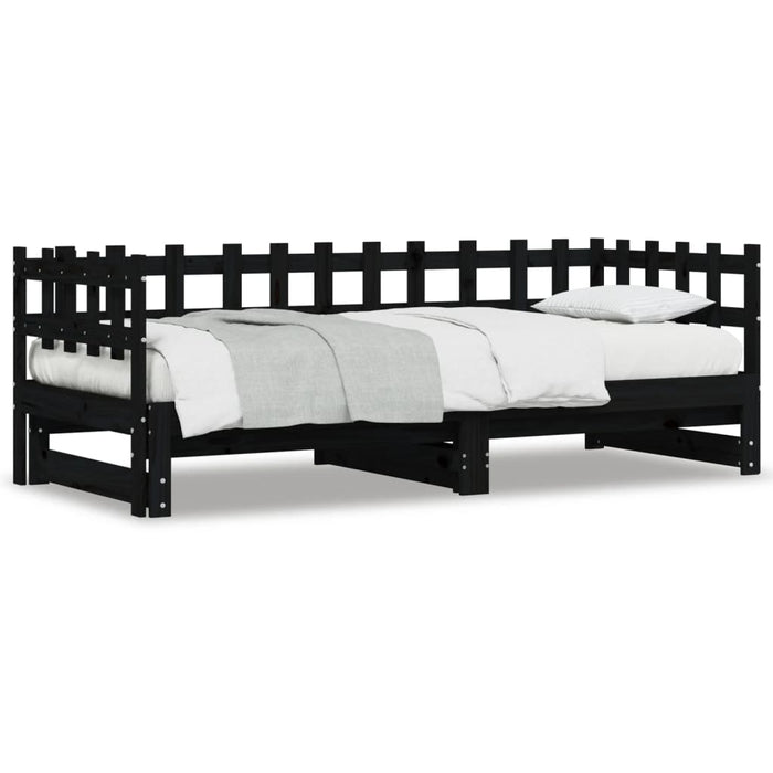 Pat de zi extensibil, negru, 2x(80x200) cm, lemn masiv de pin - WALTI WALTI