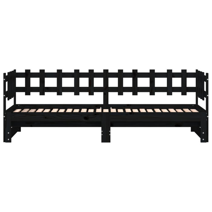 Pat de zi extensibil, negru, 2x(80x200) cm, lemn masiv de pin - WALTI WALTI