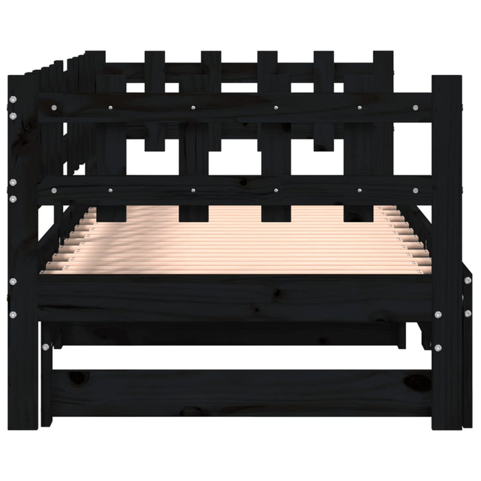 Pat de zi extensibil, negru, 2x(80x200) cm, lemn masiv de pin - WALTI WALTI