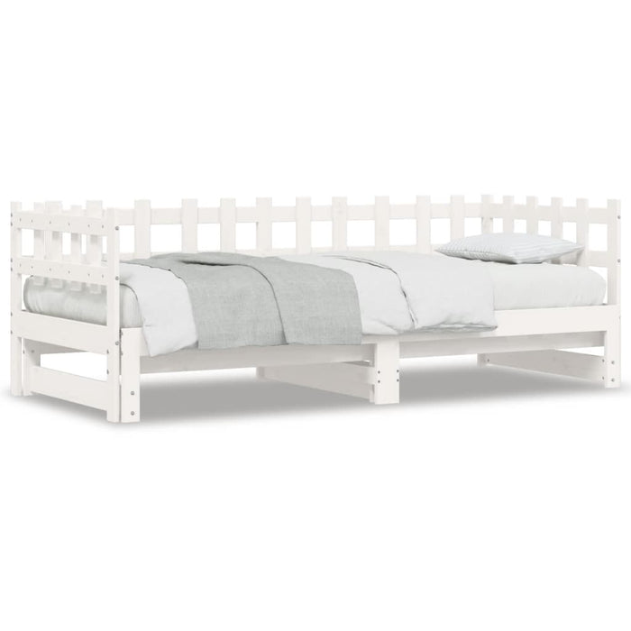 Pat de zi extensibil, alb, 2x(90x200) cm, lemn masiv de pin - WALTI WALTI