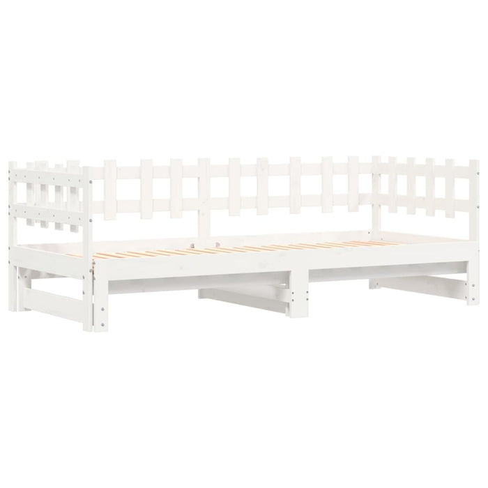Pat de zi extensibil, alb, 2x(90x200) cm, lemn masiv de pin - WALTI WALTI