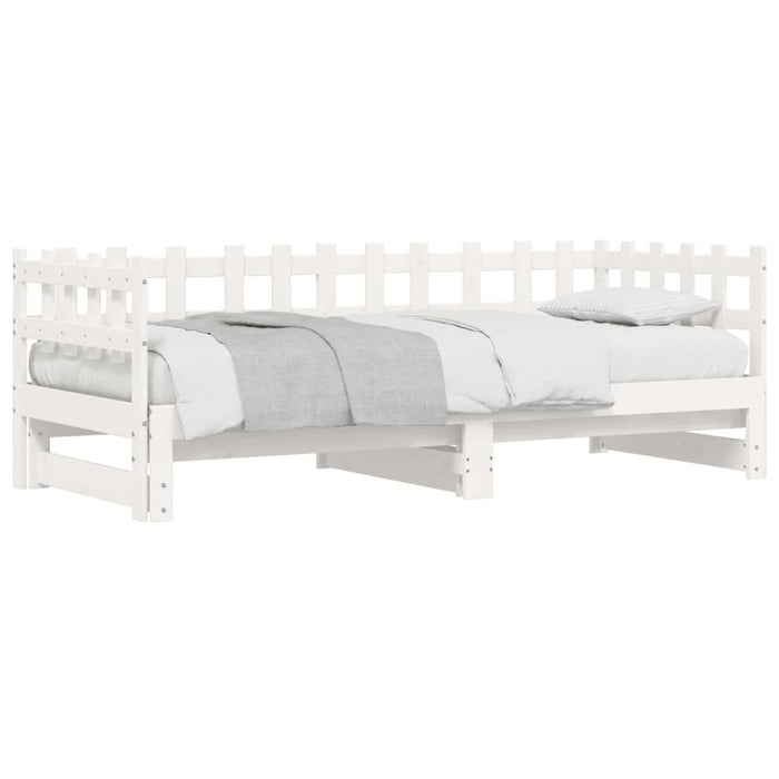 Pat de zi extensibil, alb, 2x(90x200) cm, lemn masiv de pin - WALTI WALTI