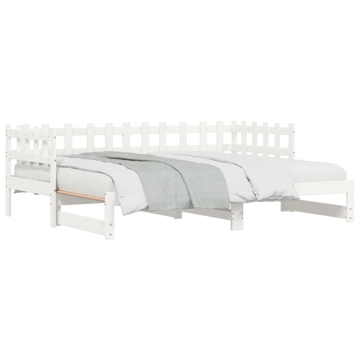 Pat de zi extensibil, alb, 2x(90x200) cm, lemn masiv de pin - WALTI WALTI