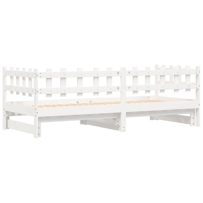Pat de zi extensibil, alb, 2x(90x200) cm, lemn masiv de pin - WALTI WALTI