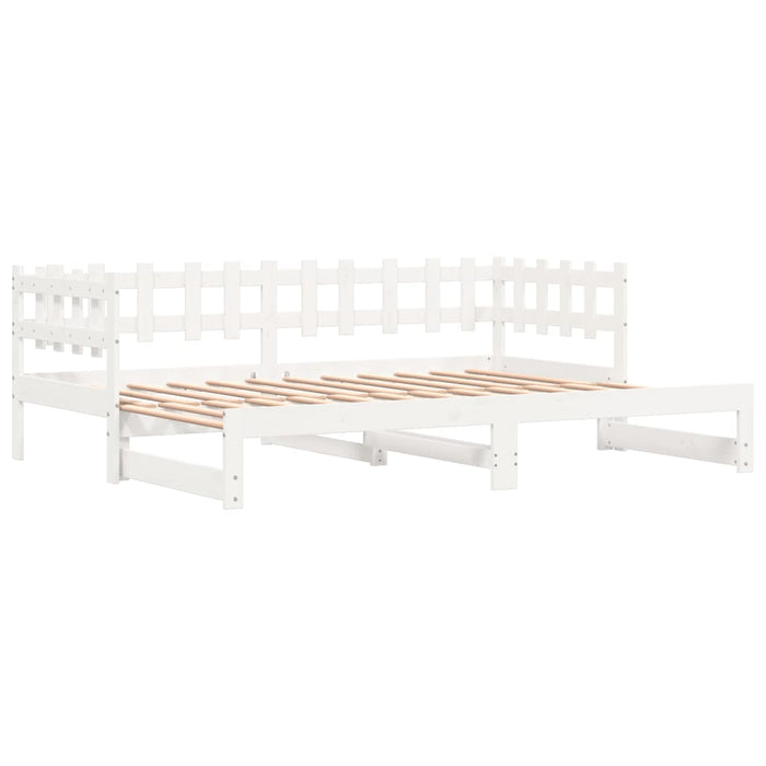 Pat de zi extensibil, alb, 2x(90x190) cm, lemn masiv de pin WALTI