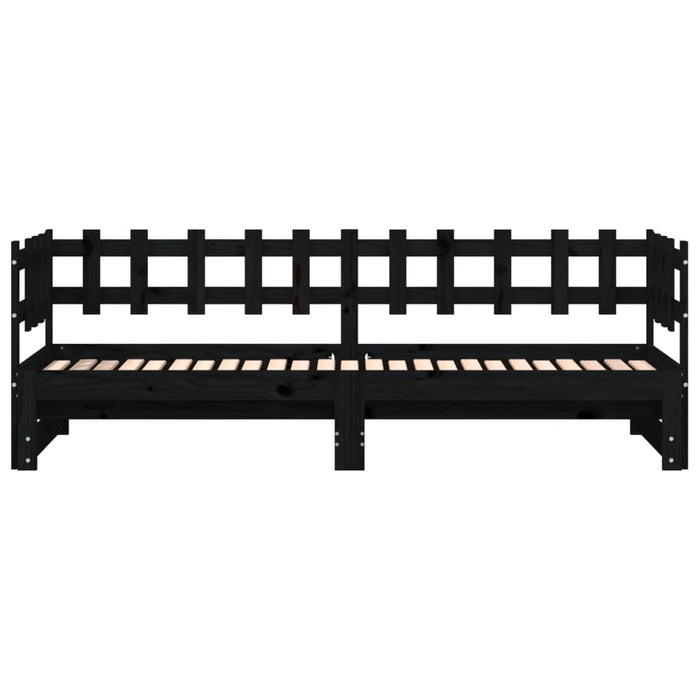 Pat de zi extensibil, negru, 2x(90x190) cm, lemn masiv de pin WALTI