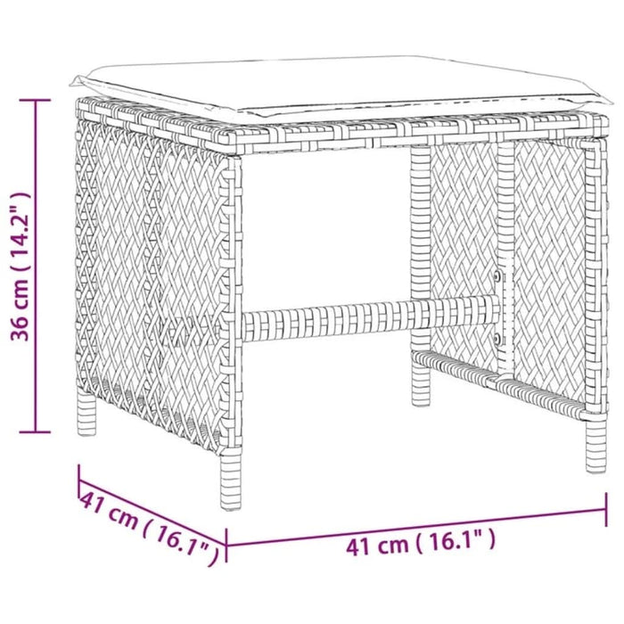 Scaune de grădină cu perne 4 buc. mix bej 41x41x36 cm poliratan - WALTI WALTI