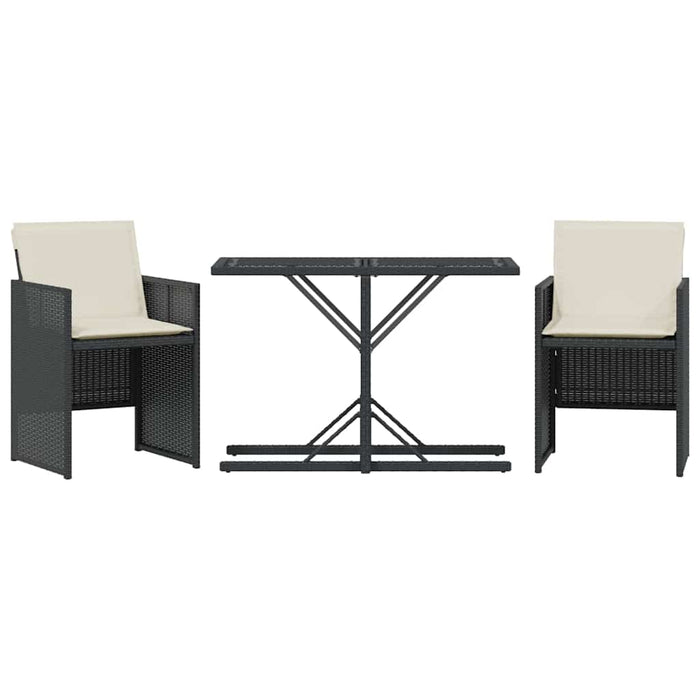 Set bistro cu perne, 3 piese, negru, poliratan - WALTI WALTI