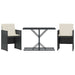 Set bistro cu perne, 3 piese, negru, poliratan - WALTI WALTI