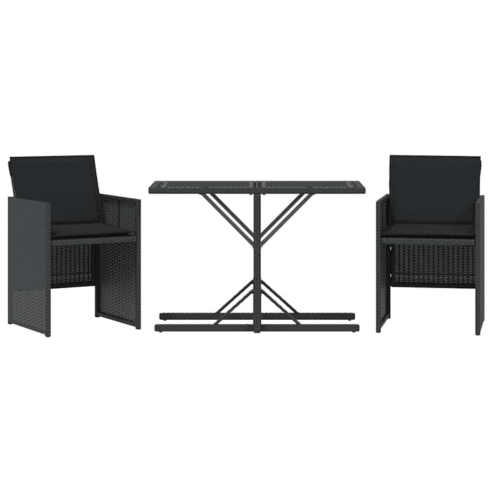 Set bistro cu perne, 3 piese, negru, poliratan - WALTI WALTI