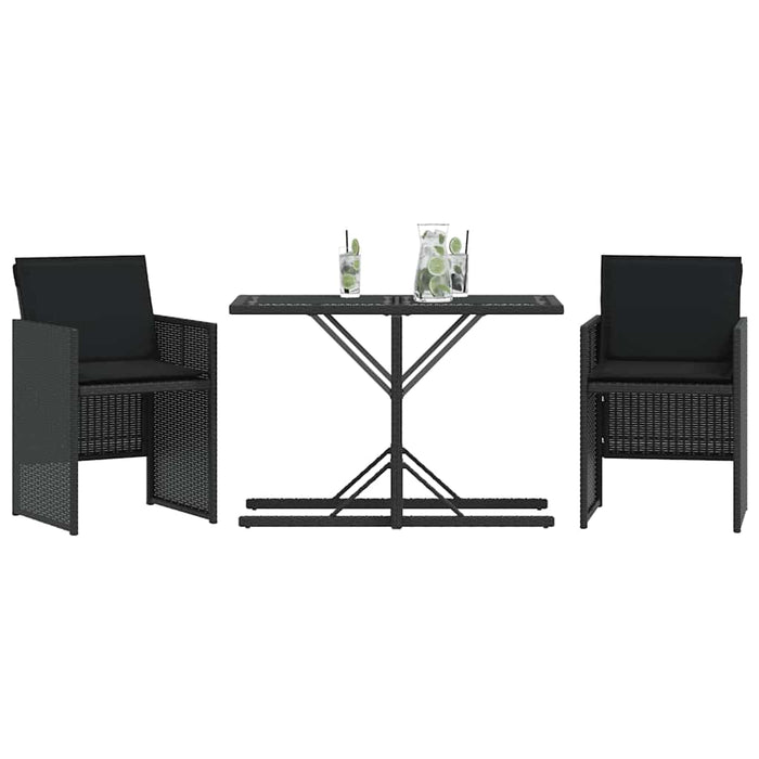 Set bistro cu perne, 3 piese, negru, poliratan - WALTI WALTI
