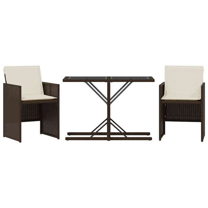 Set bistro cu perne, 3 piese, maro, poliratan - WALTI WALTI