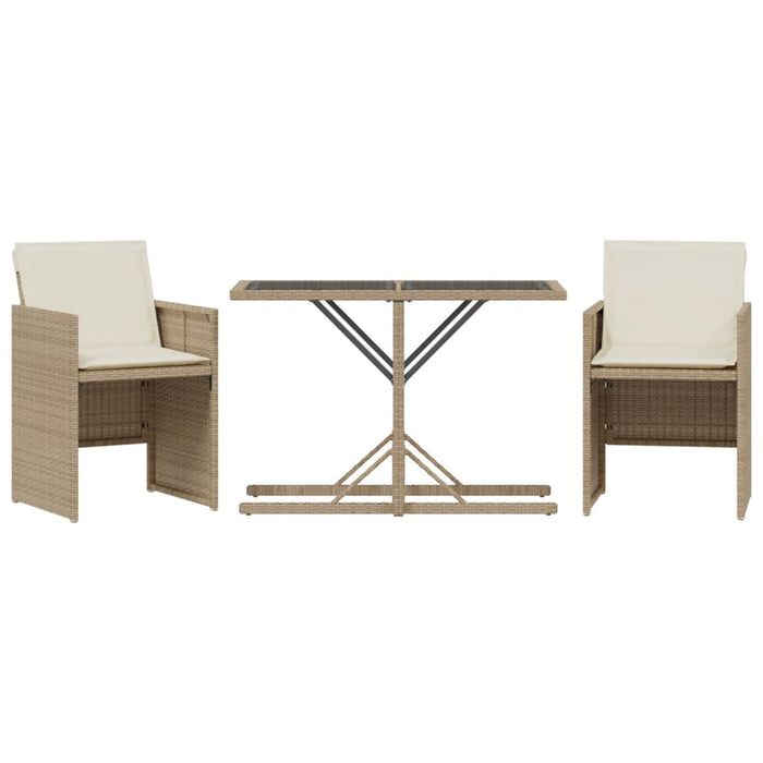 Set bistro cu perne, 3 piese, bej, poliratan - WALTI WALTI