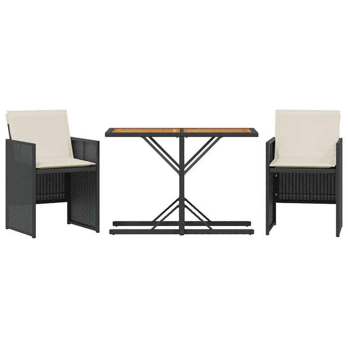 Set bistro cu perne, 3 piese, negru, poliratan - WALTI WALTI