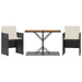 Set bistro cu perne, 3 piese, negru, poliratan - WALTI WALTI