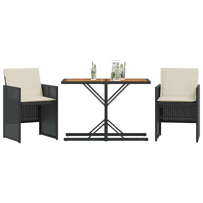 Set bistro cu perne, 3 piese, negru, poliratan - WALTI WALTI