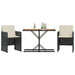 Set bistro cu perne, 3 piese, negru, poliratan - WALTI WALTI