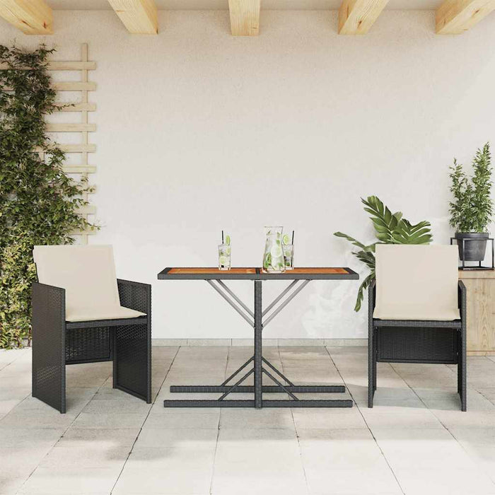 Set bistro cu perne, 3 piese, negru, poliratan - WALTI WALTI