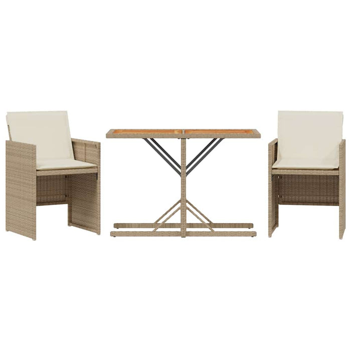 Set bistro cu perne, 3 piese, bej, poliratan - WALTI WALTI