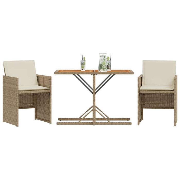 Set bistro cu perne, 3 piese, bej, poliratan - WALTI WALTI
