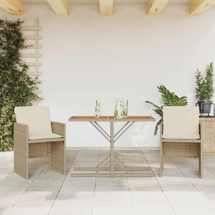 Set bistro cu perne, 3 piese, bej, poliratan - WALTI WALTI