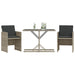Set bistro cu perne, 3 piese, gri deschis, poliratan - WALTI WALTI